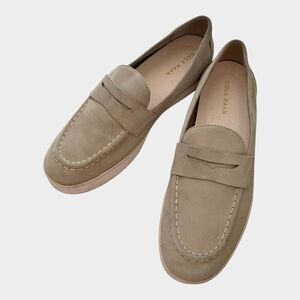 Cole Haan Penny Loafers Size 11 B Women's Taupe Leather Suede Round Slip On Shoe
